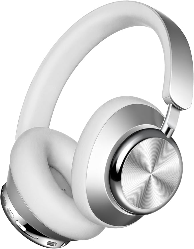 Wentronic Y03 Bluetooth Headphones Wireless Active Noise Cancelling Over Ear Headphones 48 Hours Playtime High Sound Quality 6 EQ Music Mode Headphones with Soft Ear Cushion - Silver