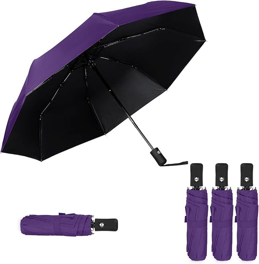 Kajaia 4 Pack Umbrellas Compact Windproof, Automatic Open and Close Folding Rain Umbrella Collapsible for Men Women Travel