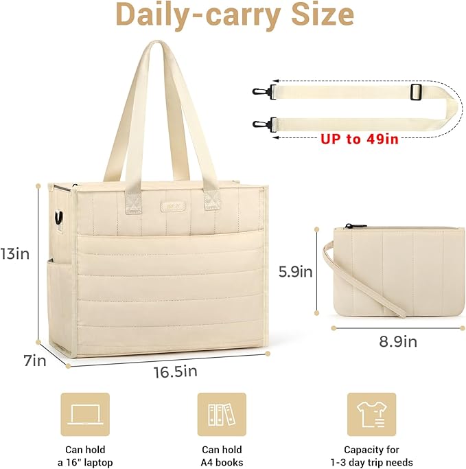 IBFUN Utility Tote Bag with 14/24 Pockets Zip Top Teacher Tote Bag for Teacher/Work Women