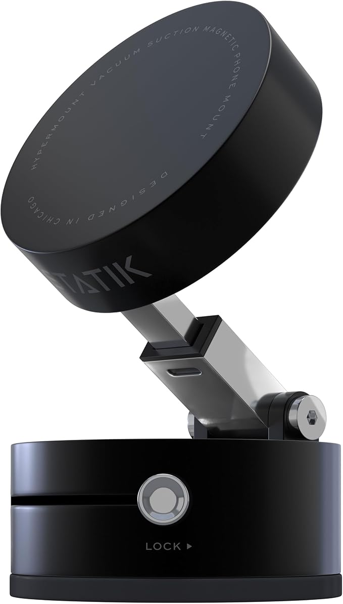 Statik HyperMount® 2 Vacuum Phone Mount - Magnetic Phone Holder, Vacuum Seal Car Phone Mount, Use on Any Surface, Compatible with Apple MagSafe and Magnetic Rings Included for Android Devices