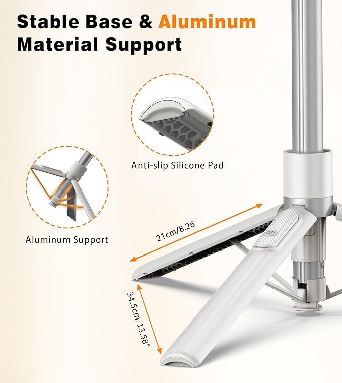 TONEOF 68" Magnetic Selfie Stick Tripod with Aluminum Strong Magnetic Holder for Magsafe, 360° Rotatable Travel Phone Tripod Stand with Metal Ring & Rechargeable Remote for iPhone/Android(Beige Gray)