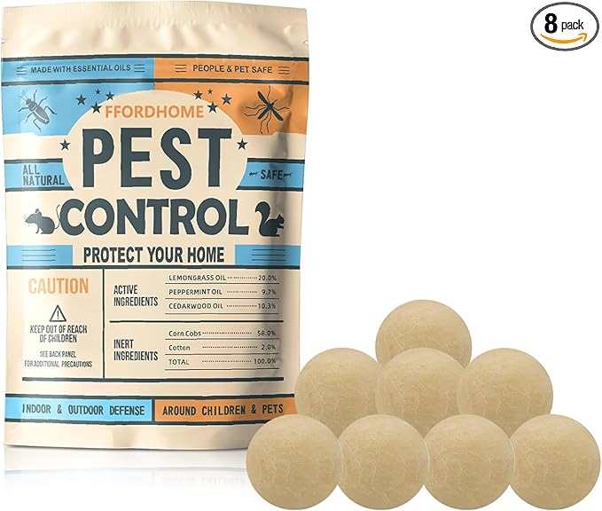 Pest Repellent ， Moth Balls for Outdoor use， Keep Pest Away Repel Mice and Rats, Roach, Ant, Spider, Mosquito & Moth（8BALLS）