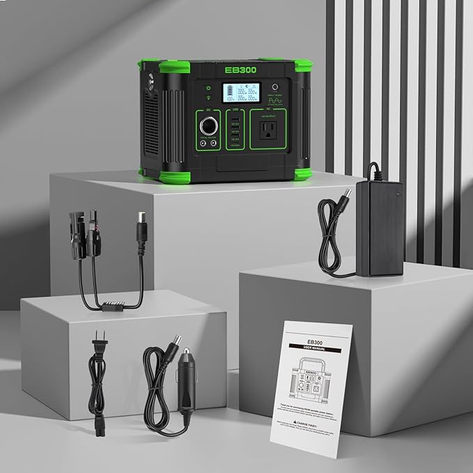 330W Portable Power Station, 288.6Wh Solar Generator with 60W USB-C PD Output, 110V Pure Sine Wave AC Outlet, 5W Wireless Charging, 330W Backup Lithium Battery for Outdoor Camping Travel Hunting Home