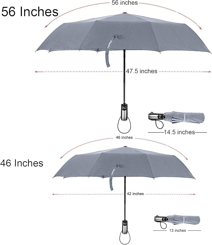TradMall 3 Pack Travel Umbrella Windproof Portable 46/56 Inches Large Canopy Auto Open & Close