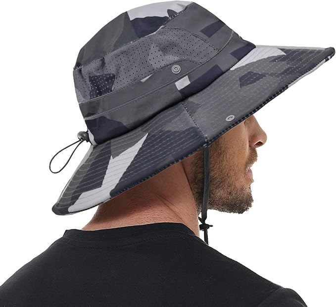 Sun Hat for Men Women UPF 50+ Fishing Hats Waterproof Wide Brim Boonie Bucket Hat for Safari Beach Hiking Garden
