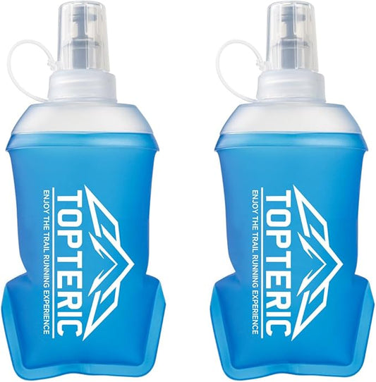 Collapsible Soft Flask Water Bottle, TPU Soft Folding Flexible Water Bottles for Hydration Pack/Running Vest, BPA/PVC Free, Ideal for Running Hiking Cycling Climbing (150ml-2 Pack)