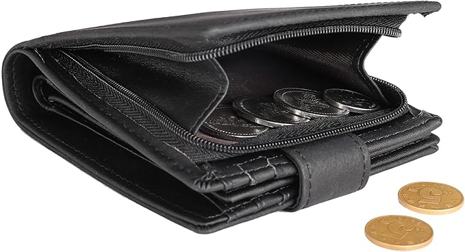 GOIACII Mens Wallet Large Capacity Genuine Leather RFID Blocking Bifold Wallets for Men with ID Window and 15 Card Slots