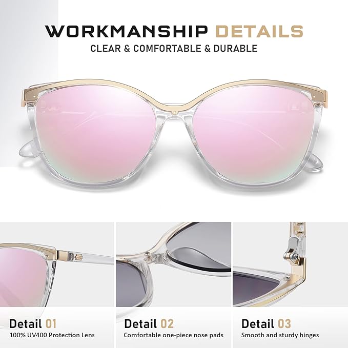 Trendy Cat Eye Sunglasses for Women Fashion Cateye UV400 Protection Glasses CL22017