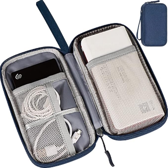 Electronic Organizer Cable Bag, Electronics Accessories Carry Cases Portable Cord Organizer Bag for Cable, Charger, Phone, USB, SD Card, Earphones More Out-Going, Business Travel Gadget Bag, Blue