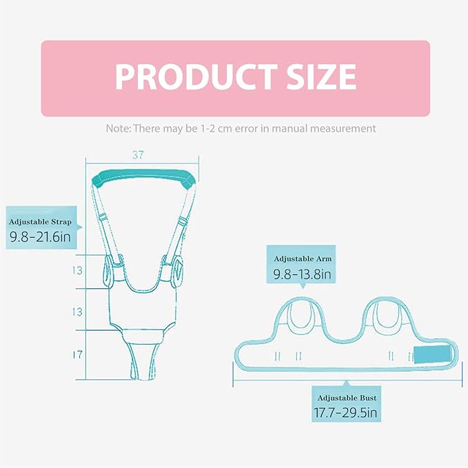 Baby Walking Harness-Handheld Assistant Belt- Toddler Infant Walking Aid for Trainer & Support 7-24 Month Old (summer-Pink-1819)