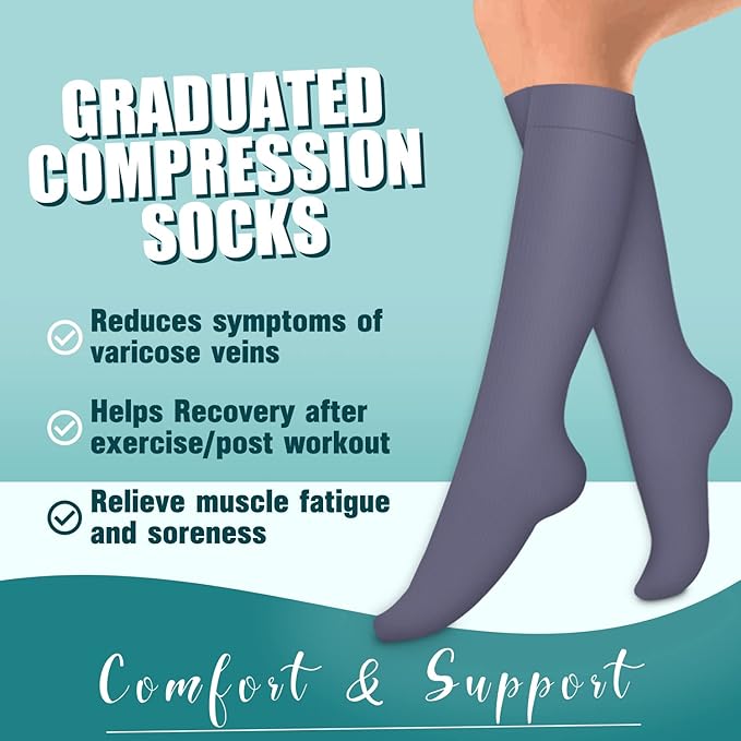 Laite Hebe Compression Socks for Women & Men Circulation(6 pairs)-Graduated Supports Socks for Running, Athletic Sports