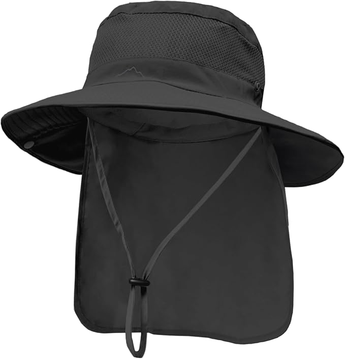 ZOORON Sun Hats for Men Women Fishing Hat with Neck Flap,UPF 50+ Sun Hat Waterproof Wide Brim Bucket Hats for Safari Hiking