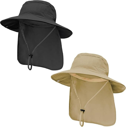 ZOORON Sun Hats for Men Women Fishing Hat with Neck Flap,UPF 50+ Sun Hat Waterproof Wide Brim Bucket Hats for Safari Hiking