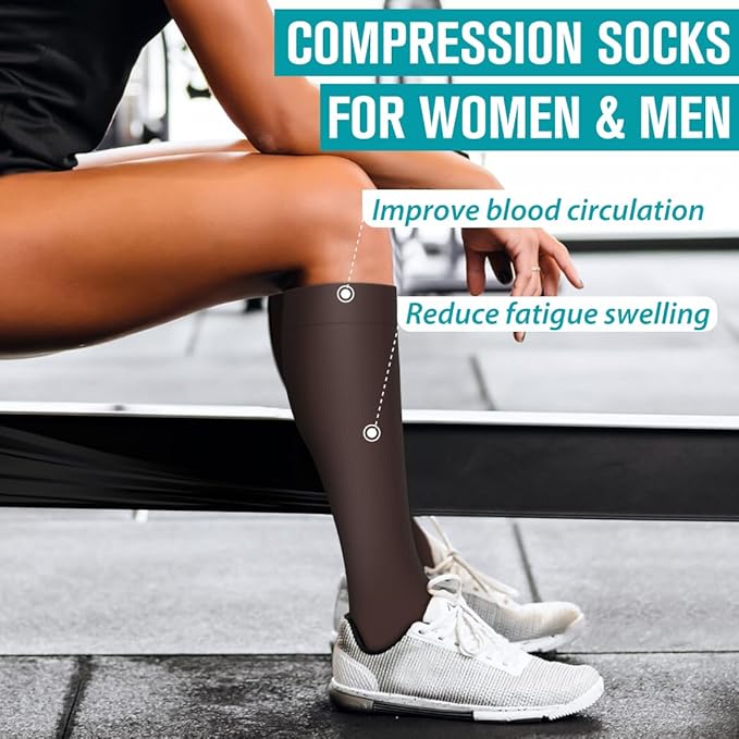 BLUEENJOY Copper Compression Socks for Women & Men (6 pairs) - Best Support for Nurses, Running, Hiking, Recovery