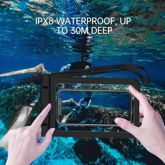 [Up to 6.9" 2 Pack Waterproof Phone Pouch Case,Waterproof Phone Bag for iPhone 17 16 15 14 13 Pro Max Plus Galaxy S25 S24 Ultar Plus+,IPX8 Cellphone Dry Bag Beach Travel Essentials-Black
