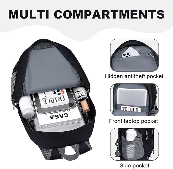MIYCOO Backpack - Ultra Lightweight Packable Backpack for Travel Camping, 20L Hiking Back Pack Waterproof Foldable Daypack for Men Women Black