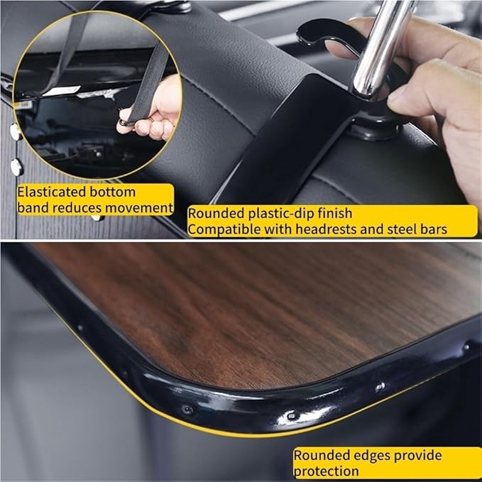 Folding Wood Car Back Seat Food Tray Table, Multi-Functional Car Seat desk for Eating, Working, Writing, Traveling(Natural)