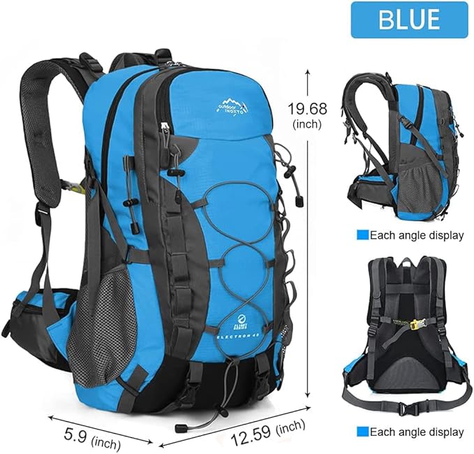 INOXTO lightweight Hiking Backpack 35L/40L Hiking Daypack with Waterproof Rain Cover for Travel Camping Outdoor Men and Women