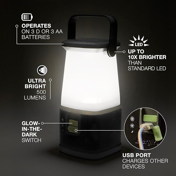 ENERGIZER WeatheReady LED Camping Lantern PRO-360, IPX4 Water Resistant Tent Light, Ultra Bright Battery Powered Lanterns for Camping, Outdoors, Emergency Power Outage
