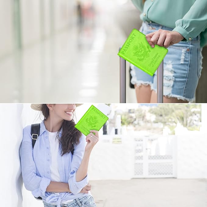 BB-green Passport and Vaccine Card Holder Combo with Vaccine Card Slot, Wallet, Cover for Women and Men