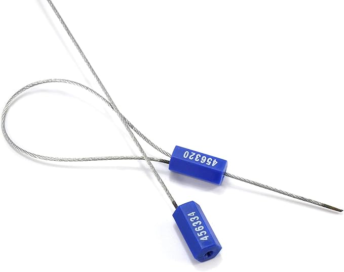 Leadseals(R) 500 Anti-Tamper Proof Security Cable Seals Disposable Self-Locking Padlock Shipping Security Tags Numbered (Blue)