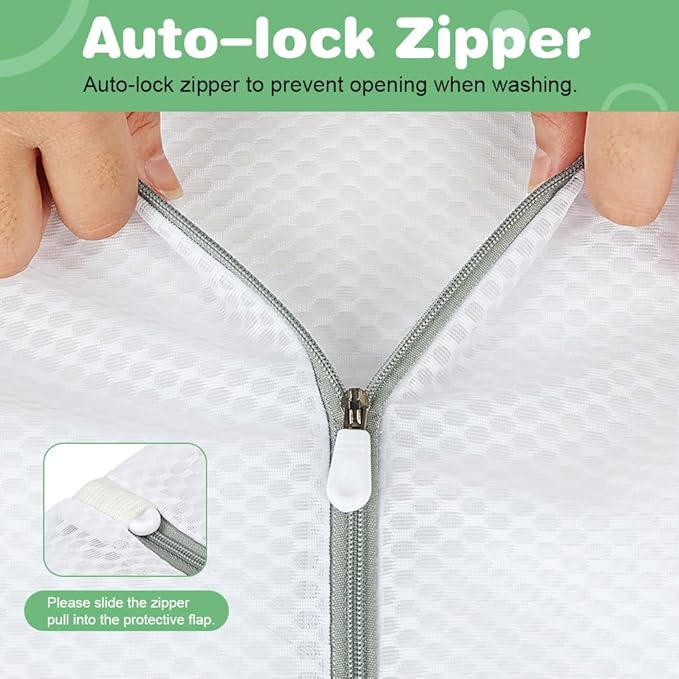 Tenn Well Durable Honeycomb Mesh Laundry Bags, 2 XX-Large 24in x 24in Washing Delicate Bags with Colorful Zipper for Huge Clothes, Curtain, Coverlet, Carpet