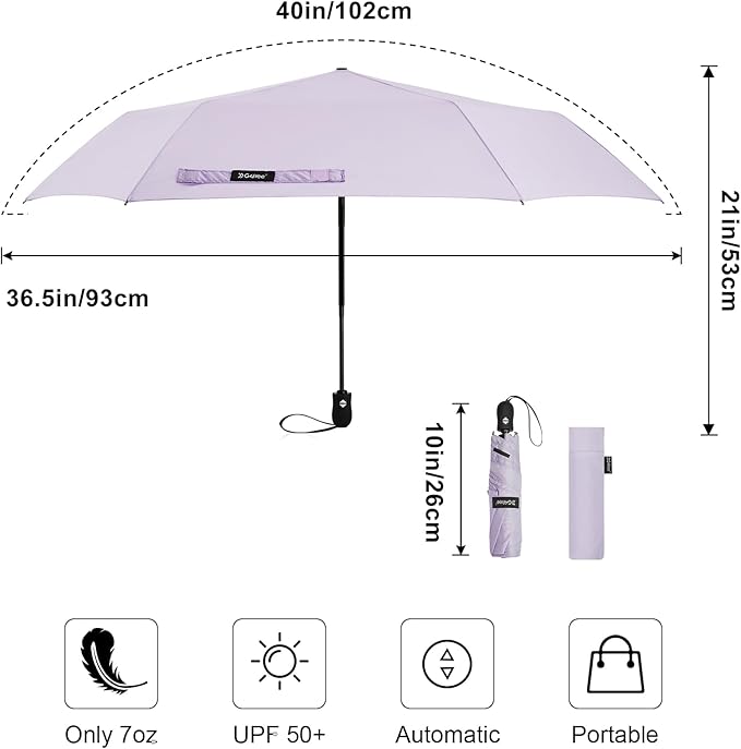 G4Free Mini Ultralight Umbrella UPF 50+ UV Protection Compact Lightweight Travel Umbrella Super Slim Small Portable Automatic Open and Close,40 Inch