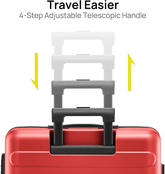 NINETYGO Medium Checked Luggage 24 Inch, Checking In Luggage with Smooth Spinner Wheels, Lightweight, Hard Shell PC Suitcase, Lightweight Travel Luggage, TSA Approved (Raspberry, Rhine Basic)