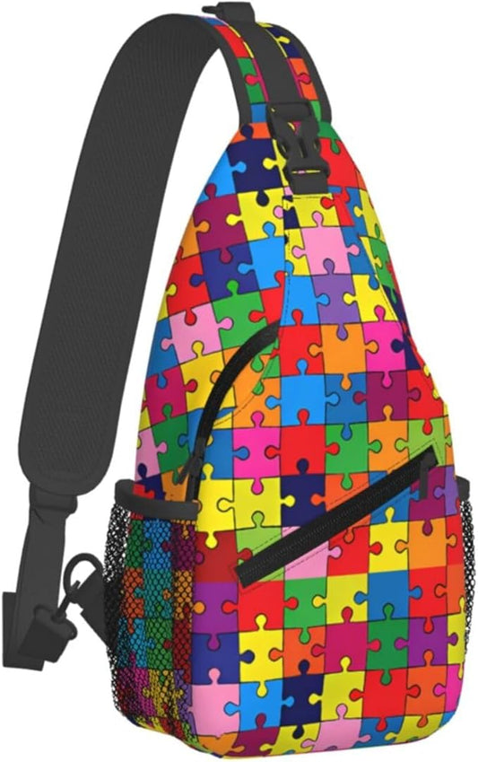 QFXUYNG Autism Awareness Adult Sling Bag Unisex Chest Bags Crossbody Backpack Casual Daypacks Shoulder Bag for Women Men Cycling Hiking Travel