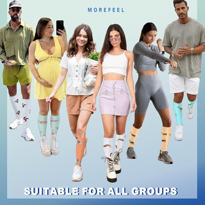 Graduated Compression Socks for Women&Men 20-30mmhg Knee High Socks Travel Hiking Running Stocking