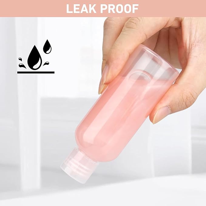 Travel Bottles for Toiletries 3.4oz 4 Pack TSA Approved Leak-Proof Travel Size Containers Squeezable Empty Plastic Toiletry Bottles for Shampoo, Conditioner, Body Wash (Clear)