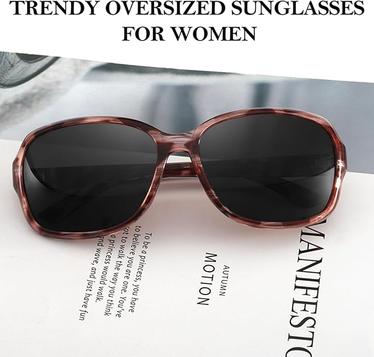 SIPHEW Polarized Sunglasses for Women | Vintage Square Sunglasses w UV400 Protection | Womens Wraparound Shade