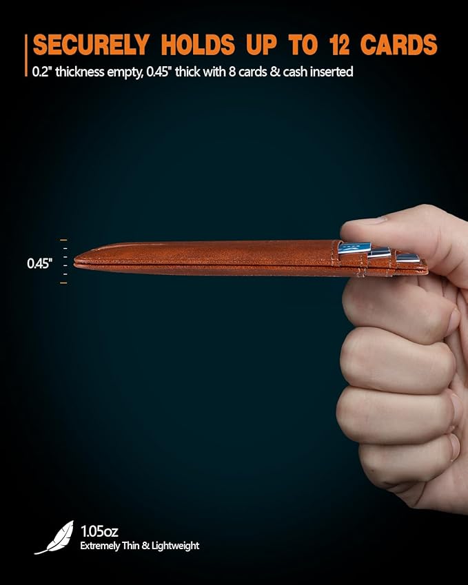 RUNBOX Slim ID Cases Minimalist Front Pocket RFID Blocking Leather Wallets for Men and Women Card Holder Wallets Gifts for men