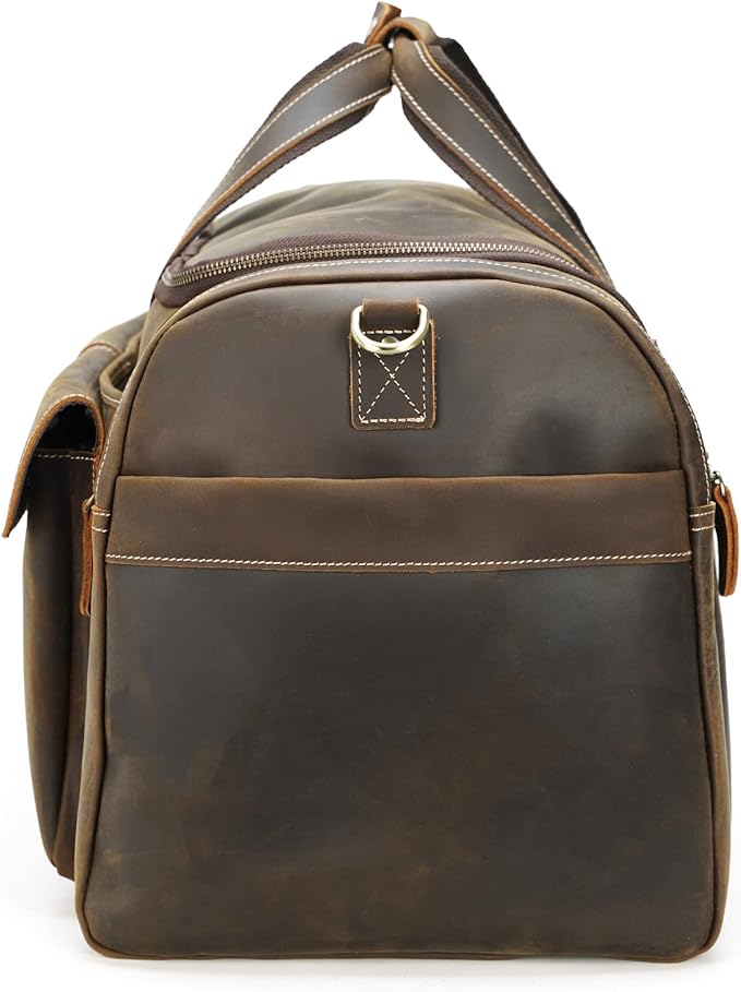 Polare 26" Full Grain Cowhide Leather Large Duffle Weekender Overnight Travel Duffel Bag For Men 62L
