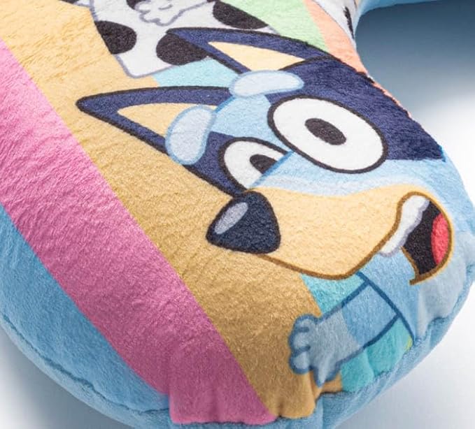 Jay Franco Bluey Kids Travel Neck Pillow - Soft Polyester Support for Car, Airplane & Road Trips - Cute Bluey and Bingo Design - Comfortable Child Neck Support for Ages 3-10
