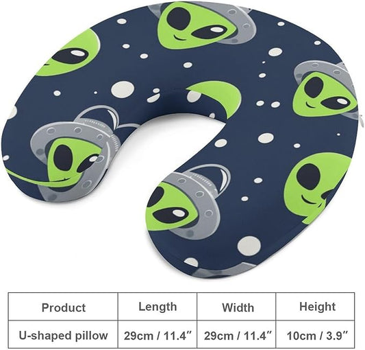 Office Nap Pillow U-Shaped Memory Foam Neck Support, Alien and UFO Head U-Shape, Portable Travel Car Home Rest