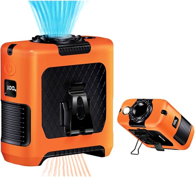 AINFTIME 2025 Portable Waist Clip Body Fan 10000mAh Personal Wearable 6-40H Powerful Outdoor (10000mAH / Orange)