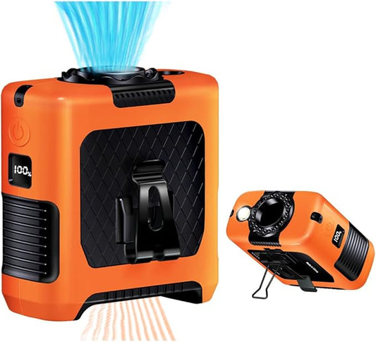 AINFTIME 2025 Portable Waist Clip Body Fan 10000mAh Personal Wearable 6-40H Powerful Outdoor (10000mAH / Orange)