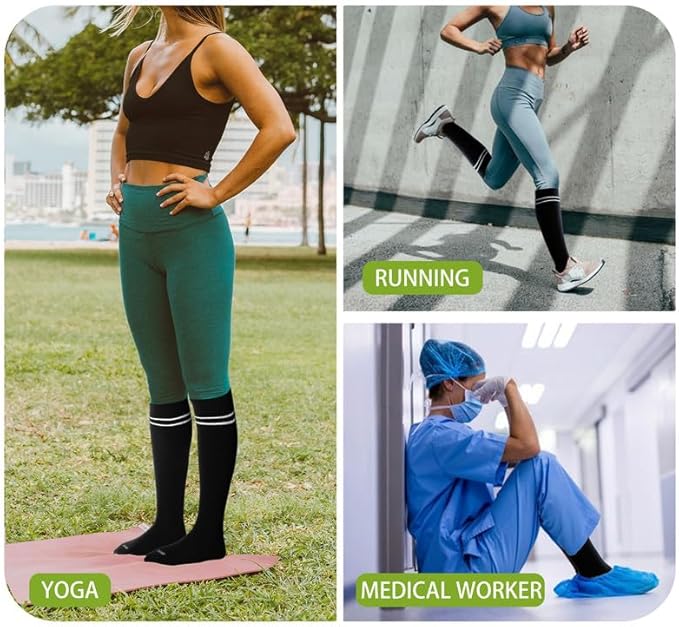 LEVSOX Viscose Made from Bamboo Compression Socks for Pregnant Women 20-30 mmHg Knee High Cute Mens Supports Socks for Travel