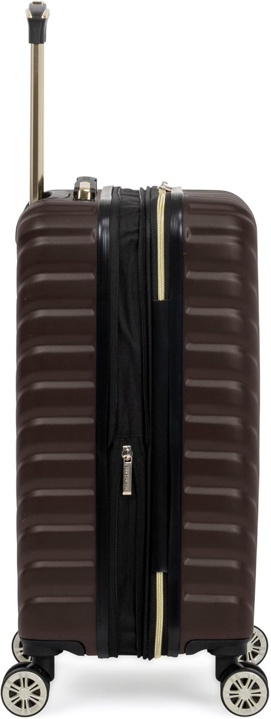 Kenneth Cole REACTION Madison Square Lightweight Hardside Chevron Expandable Spinner Luggage, Chocolate Brown, 20-Inch Checked