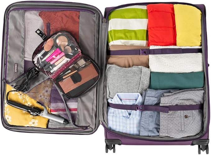 Travelpro Tourlite Softside 3-Piece Set, Expandable Luggage, 4 Spinner Wheels, Lightweight Suitcase, 21" Carry-On, 25" Checked Medium, 29 Check Large, Deep Purple