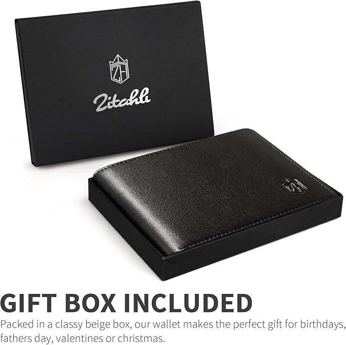 Zitahli Wallet for Men 12 Card Holder Slim Rfid Leather 2 ID Window Wallets With Gift Box Men's Accessories