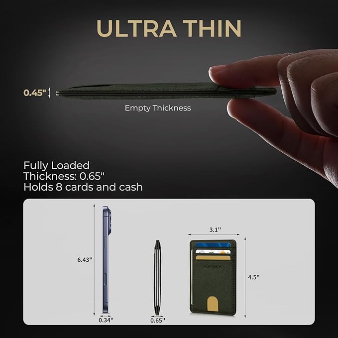 RUNBOX Slim ID Cases Minimalist Front Pocket RFID Blocking Leather Wallets for Men and Women Card Holder Wallets Gifts for men