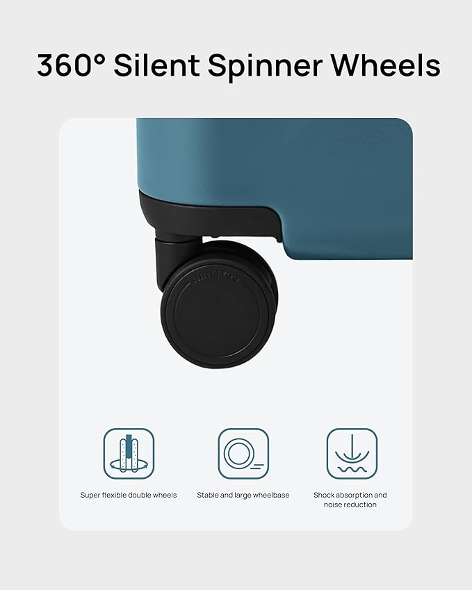 NINETYGO Luggage Sets 2 Piece, Carry On Luggage Airline Approved, Large Checked Trunk Luggage with Smooth Spinner Wheels, Hard Case PC Suitcase Sets, TSA Approved, 20in/29in (Topaz Blue, Hudson)