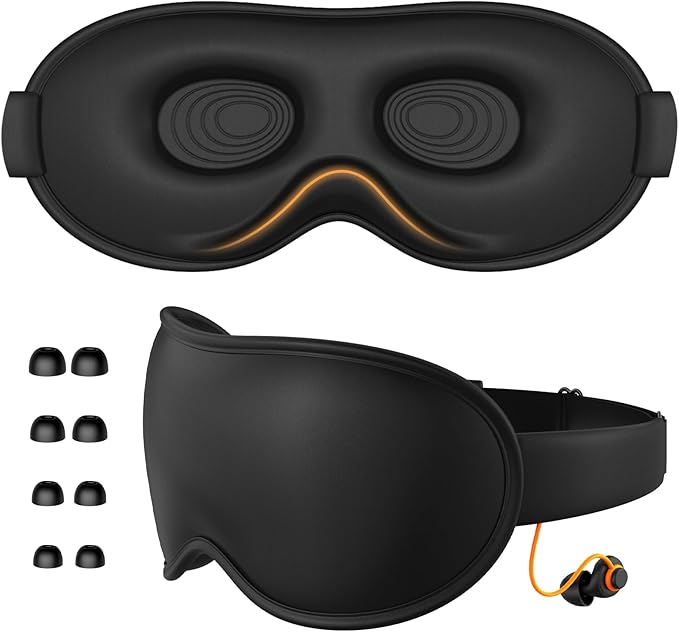 Light Blocking Sleep Mask with Adjustable Strap, 3D Eye Mask for Sleeping, Side Sleeper Friendly for Men & Women, Zero Eye Pressure Blindfold for Travel, Nap