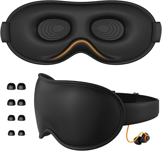 Light Blocking Sleep Mask with Adjustable Strap, 3D Eye Mask for Sleeping, Side Sleeper Friendly for Men & Women, Zero Eye Pressure Blindfold for Travel, Nap