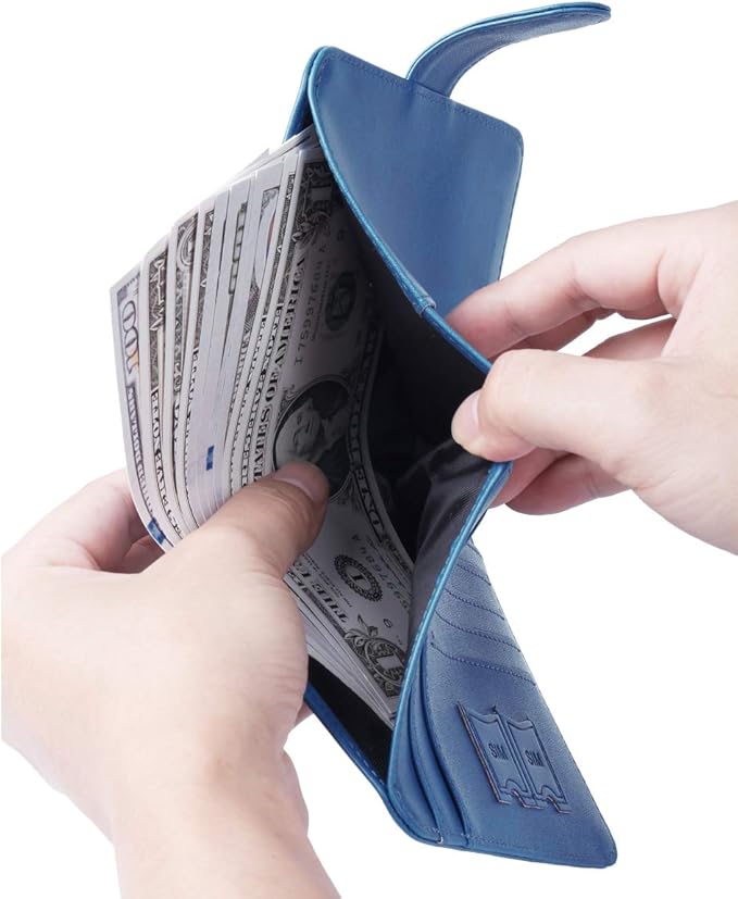 Passport Holder Cover Wallet RFID Blocking Leather Card Case Travel Accessories for Women Men (#Blue)