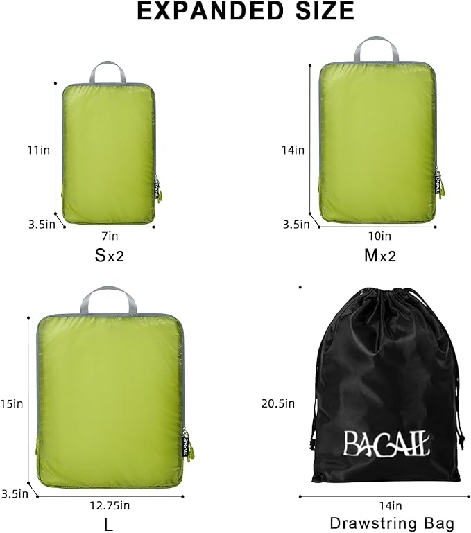 BAGAIL 6 Set Ultralight Compression Packing Cubes Packing Organizer for Travel Accessories Luggage Suitcase Backpack