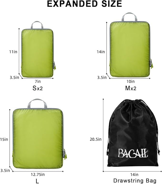 BAGAIL 6 Set Ultralight Compression Packing Cubes Packing Organizer for Travel Accessories Luggage Suitcase Backpack