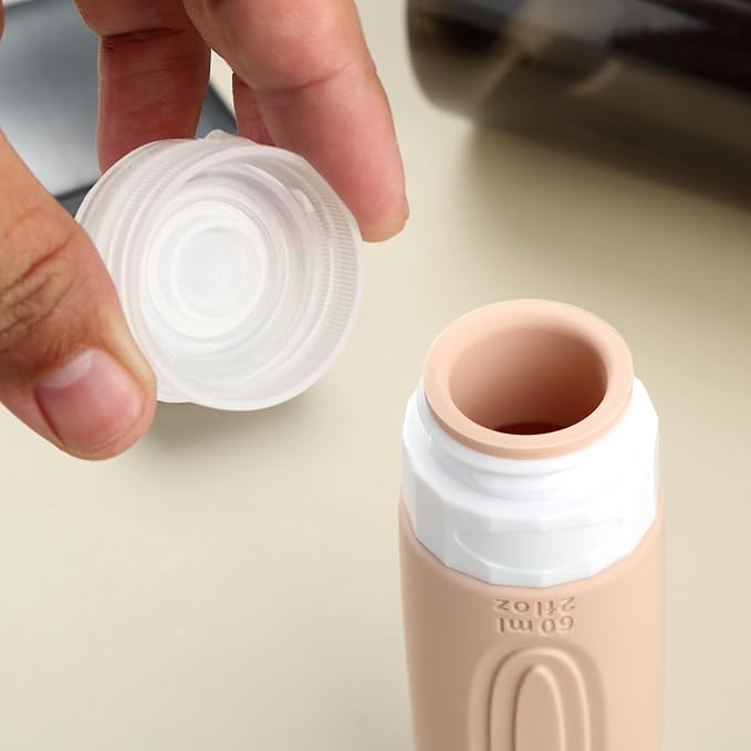 Travel Bottles for Toiletries, Tsa Approved 2oz Travel size Bottles, BPA Free Leak Proof Travels Toiletry Containers, Traveler Accessories with Toiletry Bag for Shampoo Liquid (4 Pack)